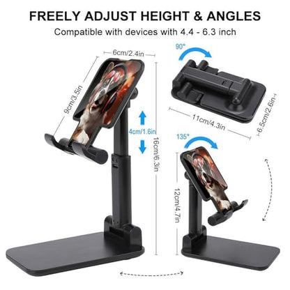 Cute Dog Wearing Headphones Phone Stand Portable Travel, Phone Holder for Desk Compatible with iPhone 17/16/15 Pro Max Air, Cell Phone Stand Adjustable Office Accessories - color: black-style