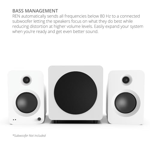 Kanto REN MW Bluetooth Powered Bookshelf Speakers - Matte White Pair S6W Angled Desktop Speaker Stands for Large Speakers - White Pair (2024) - size: REN MW, style: S6W