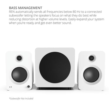 Kanto REN MW Bluetooth Powered Bookshelf Speakers - Matte White Pair SP26PLW 26" Fixed-Height Stands for Bookshelf Speakers - White Pair (2024) - size: REN MW, style: SP26PLW