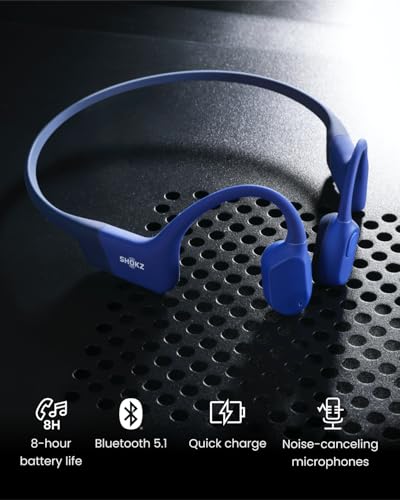 SHOKZ OpenRun - Open-Ear Bluetooth Bone Conduction Sport Headphones - Sweat Resistant Wireless Earphones for Workouts and Running - Built-in Mic (Renewed)