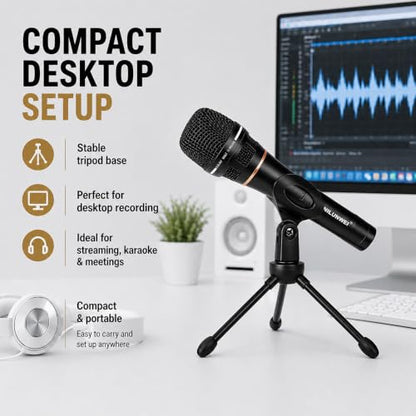 YS-36D Dynamic Microphone - Premium Vocal Microphone, cardioid directional wired microphone, with 14 foot XLR to 1/4 inch audio cable, desktop tripod, extension rod, microphone storage bag (Black) - color: black out