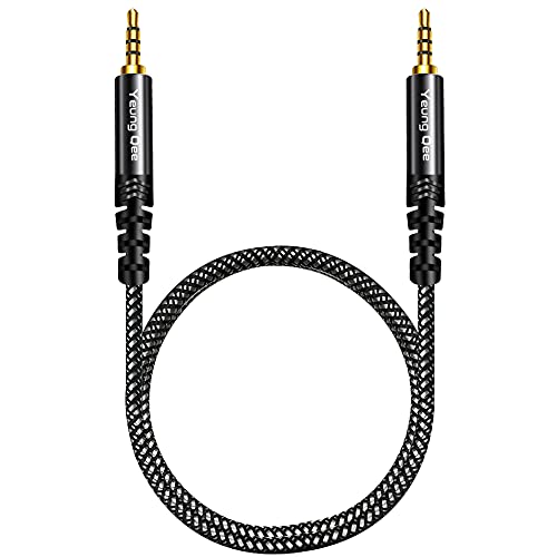3.5mm Male to Male Audio Cable 25 ft,4 Pole Hi-Fi Stereo 3.5mm Aux Cable TRRS Male to Male Audio Cable, Aux Cord for Headphones, PS4,Phone, Tablets, Headset, PC, Laptop and More (25FT8M) - size: 25 ft