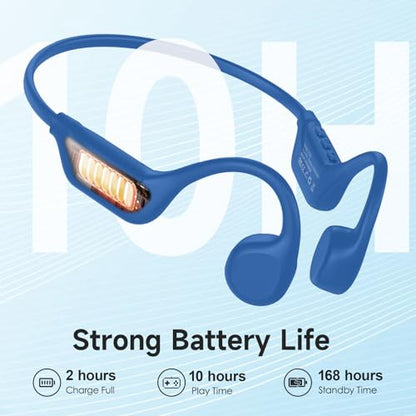 LOBKIN Bone Conduction Headphones Bluetooth 5.4, Open Ear Headset with Mic | 10H Playtime, IPX5 Sweat Resistant Sports Earbuds for Running Cycling Hiking, Blue - color: Blue