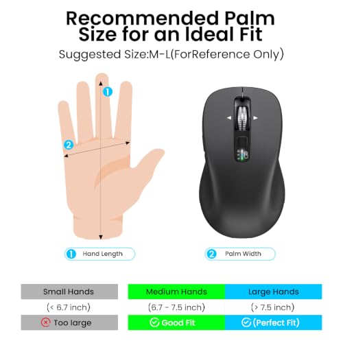 CITLLA Wireless Bluetooth Mouse (USB + BT1 + BT2), Full Size Mouse, 4-Way Scrolling, Multi-Device Silent for Computer, Laptop, iPad, MacBook (Grey) - color: Grey