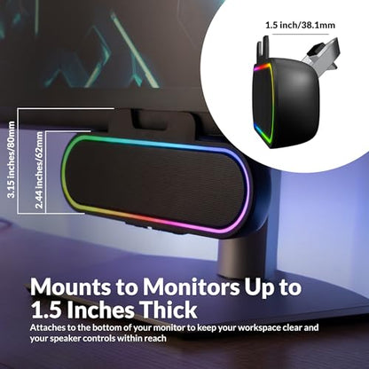 Cyber Acoustics USB Speaker Bar with LED Lights (CA-2890GX) – USB Powered Speaker Bar for PC and Mac, Dynamic LED Lights Sync to Music, Clamps to Monitors up to 1.5 Inches, Great for Music and Gaming - style: USB & LED
