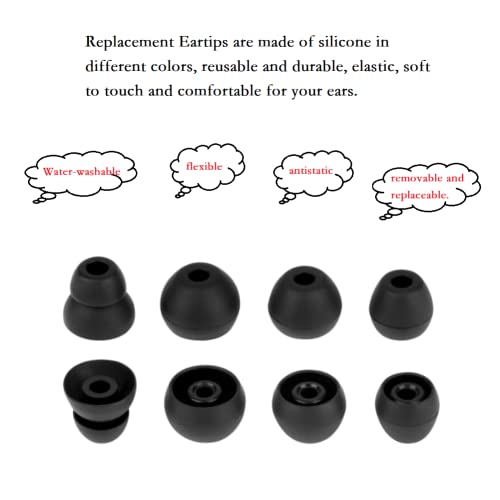Earbuds Tips Replacement Silicone Ear Tips 8 Pairs Earbuds Buds Set Compatible with Beatsx,Compatible with Urbeats,Compatible with Power Beats Pro in-Ear Headphones,Black - color: black