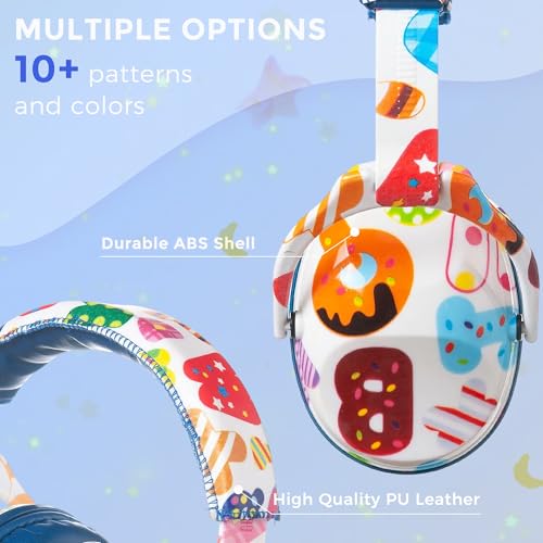 Kids Ear Protection Safety Ear Muffs, NRR 25dB Noise Reduction Children Earmuffs, Hearing Protectors for Sleeping, Studying, Airplane, Concerts, Fireworks-Letter with Blue Band - color: Blue Band Letter