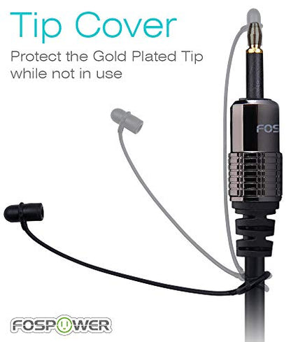 FosPower 24K Gold Plated Toslink to Mini Toslink Digital Fiber Optical S/PDIF Audio Cable with Metal Connectors & Strain-Relief PVC Jacket - 10ft | High-fidelity digital S/PDIF optical Toslink to Mini Toslink cable featuring 24K gold-plated connectors & P