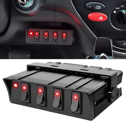 Nilight 6 Gang Rocker Switch Box SPST On Off Toggle 12V-24V Button | Built in 40Amp Fuses Adjustable Bracket for Automotive Cars Vehicles Boats RVs Campers SUVs - color: 4 Gang Switch Box