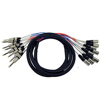 Seismic Audio - SAXT-8x10M - 8 Channel 10' XLR Male to 1/4" TRS Snake Cable - size: 10 Foot - 8 Channel