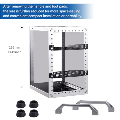 GeeekPi DeskPi RackMate TT Mini Server Rack for Mini PC, Network, Servers, Audio, and Video Equipment, 10 inch 3U/ 7 inch 5U Network Rack, 7.87 inch Depth - color: Silver