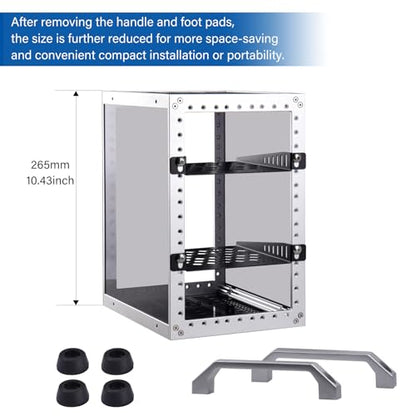 GeeekPi DeskPi RackMate TT Mini Server Rack for Mini PC, Network, Servers, Audio, and Video Equipment, 10 inch 3U/ 7 inch 5U Network Rack, 7.87 inch Depth - color: Silver