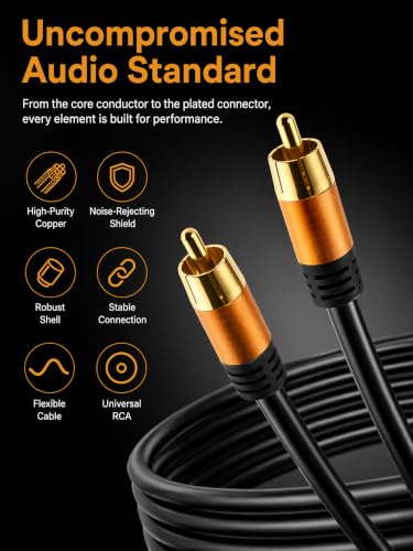 Digital Coaxial 75FT Audio Cable,1RCA Male to 1RCA Male Subwoofer Cable RCA Video Cable for Subwoofer, Home Theater, Video/Audio Subwoofer Rear View Parking Camera - size: 75FT