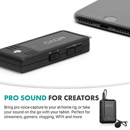 Movo WMX-1-UL USB-C Wireless Lavalier Microphone- USB Wireless Lapel Microphone for Computer, Smartphones, and Tablets- Wireless USB & USB-C Receiver, Transmitter, and Omnidirectional Lav Microphone - style: 1 Transmitter