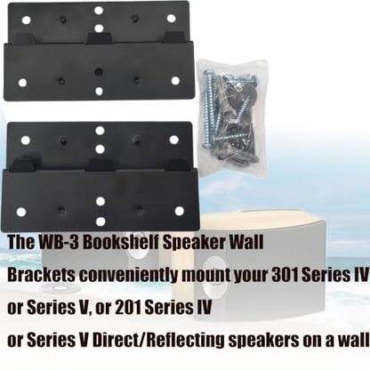 Wall Mount Bracket Compatible with Bose 201 301 Series IV V Speakers | WB-3 Speaker Wall Bracket Replacement Compatible with Bose 201 and 301 Series IV V Bookshelf Speakers