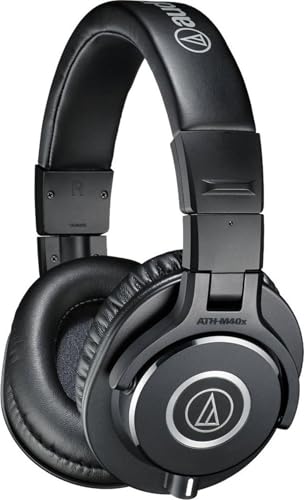 Audio-Technica ATH-M40x Professional Studio Monitor Headphone, Black, with Cutting Edge Engineering, 90 Degree Swiveling Earcups, Pro-Grade Earpads/Headband, Detachable Cables Included | Cutting Edge Engineering, 90 Degree Swiveling Earcups, Pro-Grade Ear