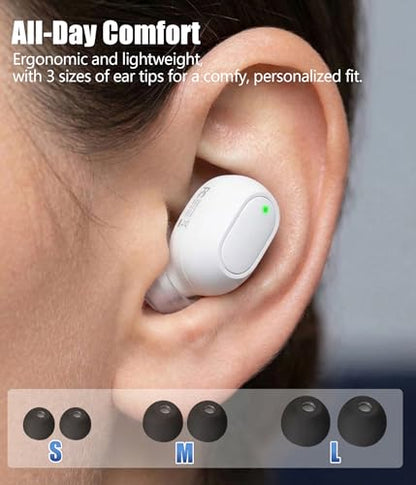 Wireless Earbuds, Bluetooth 5.3 Headphones with Semi-Transparent Case, 30H Playback LED Power Display, IP54 Waterproof in-Ear Ear buds Built in Mics, Clear Calls Earphones for Sports Workout, White - color: White