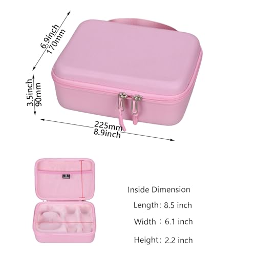 Tourmate Hard Storage Case for YLL/zicor/Kinglucky/CscyyAmz/IROO Kids Karaoke Machine,PU Travel Case for Portable Bluetooth Speaker Two Microphones (Only Case) (Pink)