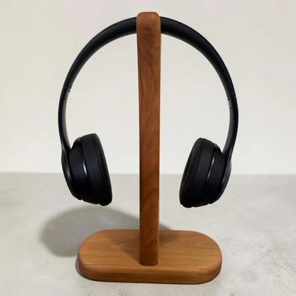 Walnut Wood Headphone Stand, Universal Wooden Headset Holder, Desktop Display Hanger for All Over-Ear Headphones, Elegant Desk Organizer for Gamers and Audiophiles