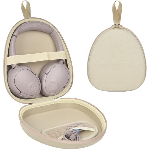 GWCASE Hard Shell Headphone Case with Secure Strap and Cable Pocket, Beige | 7.87 x 6.8 x 0.9" Interior, Shock-Resistant EVA for Commuters, Students and Travelers, Fits Most Foldable Over-Ear Headphone - color: Beige