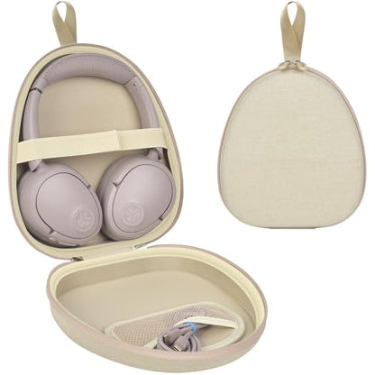 GWCASE Hard Shell Headphone Case with Secure Strap and Cable Pocket, Beige | 7.87 x 6.8 x 0.9" Interior, Shock-Resistant EVA for Commuters, Students and Travelers, Fits Most Foldable Over-Ear Headphone - color: Beige