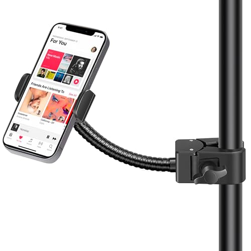 InnoGear Mic Stand Phone Holder Music Stand for All Smartphones | Horizontal, Vertical, Titled, Flexible Gooseneck, For All Phone Cases, Strong Grip, Stable, For 2.36"-3.54" Phones - size: Compact