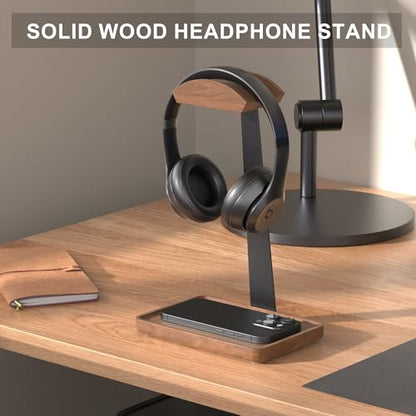 Wooden Headphone Stand, Wood Headset Stand for Desk