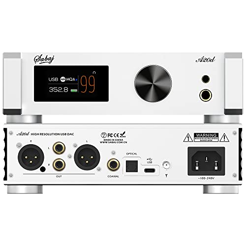 SABAJ A20d 2022 Version DAC Headphone Amplifier LDAC 24bit/96kHz,APTX/HD,SBC,AAC,Second-Generation XMOS Solution Supports DoP256 and Native DSD512,PCM 32bit/768kHz,ES9038PRO Chip with Remote Control - color: A20d 2022 (ES9038PRO)