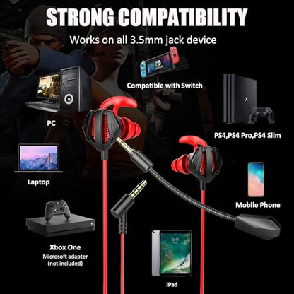 Gaming Headset with Microphone Wired Gaming Earbuds PC for PS4 PS5 One PlayStation 5 Games Mobile Phone,Detachable Stereo Bass Earphones Noise Cancelling Gaming Headphones with Mic Black - style: Style -01