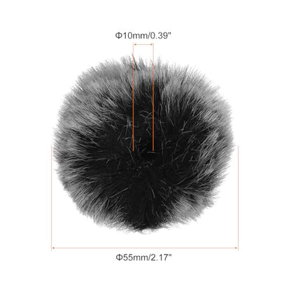 MECCANIXITY Furry Microphone Windscreen 10mm x 55mm Mic Cover Windshield for Indoor Outdoor Microphone Black,White,Gray 5 Pack - color: Black ,White,Gray