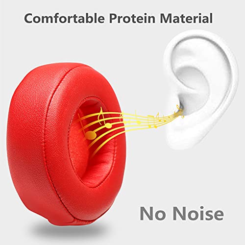 Saipomor Replacement Aux Extension Coiled Cable & Ear Cushions Cover Cups Compatible with Beats by Dr Dre Pro Detox Over-Ear Headphones(Red)
