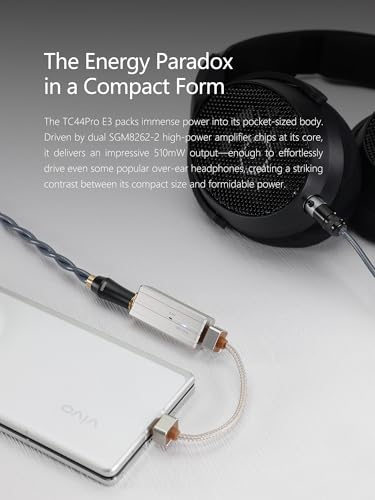 ddHiFi TC44Pro E3 Decoding Amplifier Hi-Res DAC/AMP Adapter with Dual CS43198 DAC, 3.5mm & 4.4mm Balanced Output, Detachable Cable for Phone/PC