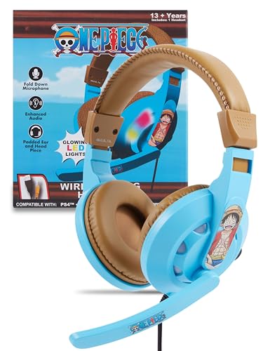 One Piece Gaming Headset with Mic, Wired Headphones, Microphone, LED | One Piece wired gaming headset, mic, LED lights, padded over-ear comfort, enhanced audio, PC gaming setup. - color: Onepiece