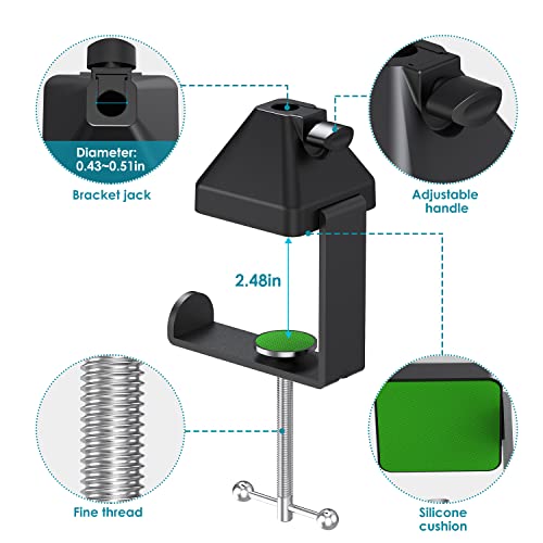 YOUSHAERS Table Mount Clamp, Heavy-Duty Metal Mic Clamp Holder for Mic Boom Arm Stand & Overhead Phone Mount Stand, Fits up to 2.48in/6cm Desktop
