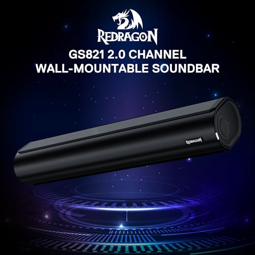 Redragon GS821 2.0 Channel Soundbar for TV, HDMI ARC/Optical/BT 5.3 | Enhanced Auido Quality, Hi-Fi Stereo System with 3 EQ Modes, Remote Control, Wall Mountable, Home Theater Audio Sound Bar