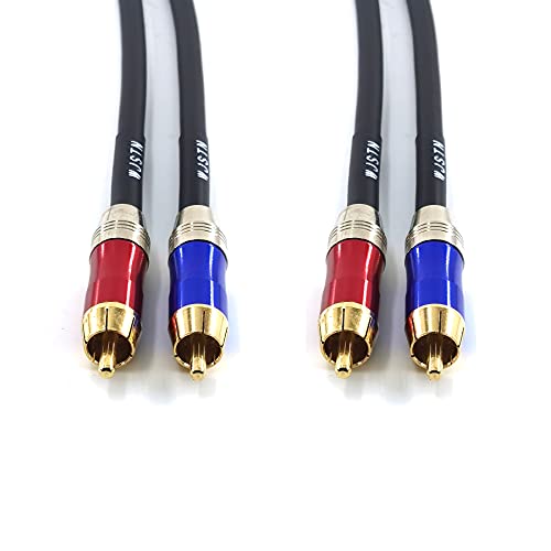 WJSTN-020 RCA to RCA Audio Cable, 1RCA Male to 1RCA Male Stereo Audio Cable Converter, Digital Stereo Audio Cable for subwoofer, Home Theater, high-Fidelity Audio-Double Shielding-2 Pack (2FT) - size: 2FT