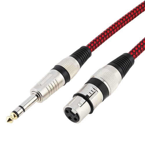 1/4 TRS Male to 3Pin XLR Female Microphone Cable, 4.92ft 6.35mm TRS to XLR Female Braid Quarter inch Balanced Cable for Mixer Microphone Active Speakers (4.92 ft)
