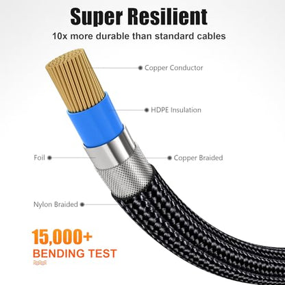 AGVEE 10ft RCA Cable, 2 RCA Male Thickened Six Claws Plug - color: Black, size: 10ft