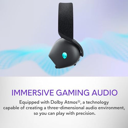 Alienware Wireless Gaming Headset, Active Noise Canceling | 2.4GHz Wireless, Dolby Atmos, Hi-Res Audio, 20Hz–40kHz Frequency, 32 Ohm Impedance, Dark Side of the Moon - color: Dark Side of the Moon