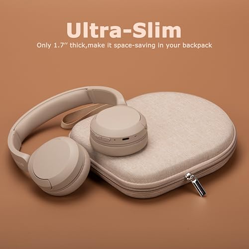 Ginsco Case Compatible with JBL Tune 510BT/520BT/500BT with Sony WH-CH520/510, Ultra-Slim Hard Shell Headphone Case for On Ear Headphones (Beige) - color: Beige