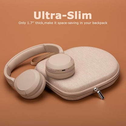 Ginsco Case Compatible with JBL Tune 510BT/520BT/500BT with Sony WH-CH520/510, Ultra-Slim Hard Shell Headphone Case for On Ear Headphones (Beige) - color: Beige