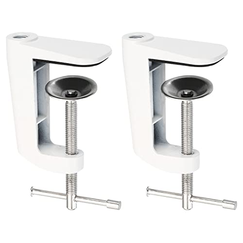Generic Adjustable Replacement Clamp for Lamps, 2 Pack Universal Adjustable C Shape Desk Table Mount Clamp for Microphone Arm Desk Lamps Stand, White