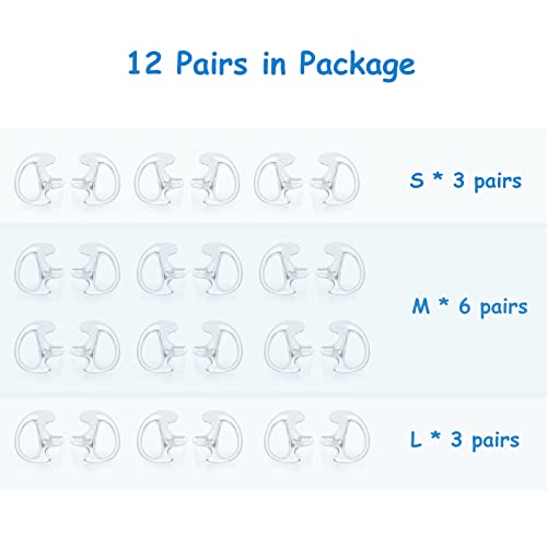 Replacement Earmold Earpiece Earbud Earplug Ear Mold for Walkie Talkie Acoustic Tube Earpiece,Soft Silicone Earmould Replacement Earpiece Insert for Two Way Radio Air Acoustic Headset (Pair of 12) - color: 12 pair(3 Larger+6 Medium+3 Small)