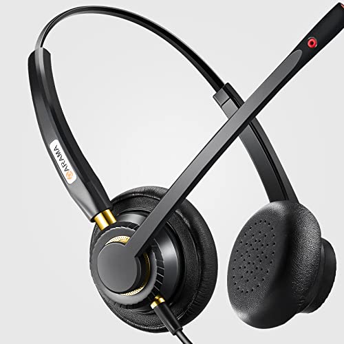 Arama USB Headset with Microphone for PC, Computer Laptop Headphones with Noise Cancelling Mic & Audio Controls for Home Office Business Skype UC Webinar Zoom | Plug & Play, Lightweight, Audio Control, for Laptop Pc Business Skype UC Webinar Call Center O