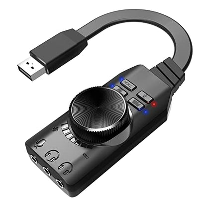 Sound Card, GS3 USB 2.0 External Sound Card Virtual 7.1 Channel Sound Card Adapter Plug and Play with Headphone Microphone Jacks Control Mute Mic Games Sound Effect Upgrade Version for Desktop