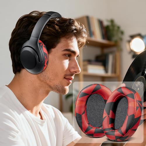 SOULWIT Earpads for Sony WH-XB900N/WH-CH710N/WH-CH720N/WH-RF400/MDR-RF895RK Headphones, Ear Pads Cushions with Soft Protein Leather, High Density Foam - Red Storm - color: Red Storm