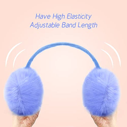 POXIMI Women Winter Earmuffs Girl Ski Adjustable Ear Covers for Kid Cute Bow Ear Warmer Outdoor Earmuff Fleece Lining - color: C-blue Purple