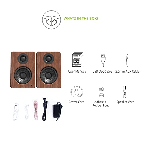 Kanto YU2 Powered 2 Channel Stereo Computer Speakers W/Built-in USB DAC - Walnut - color: Walnut