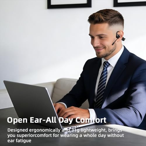 AYI Air Conduction Open Ear Headphones with 270° Rotating External Microphone Bluetooth Headset Smart ENC Call Noise Canceling Dual Device Pairing Ergonomic Fit for Office Driving Sports-Black - color: Over ear Headphone external Mic W3 Black