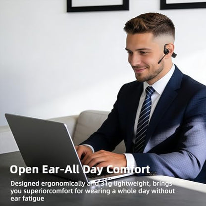 AYI Air Conduction Open Ear Headphones with 270° Rotating External Microphone Bluetooth Headset Smart ENC Call Noise Canceling Dual Device Pairing Ergonomic Fit for Office Driving Sports-Black - color: Over ear Headphone external Mic W3 Black